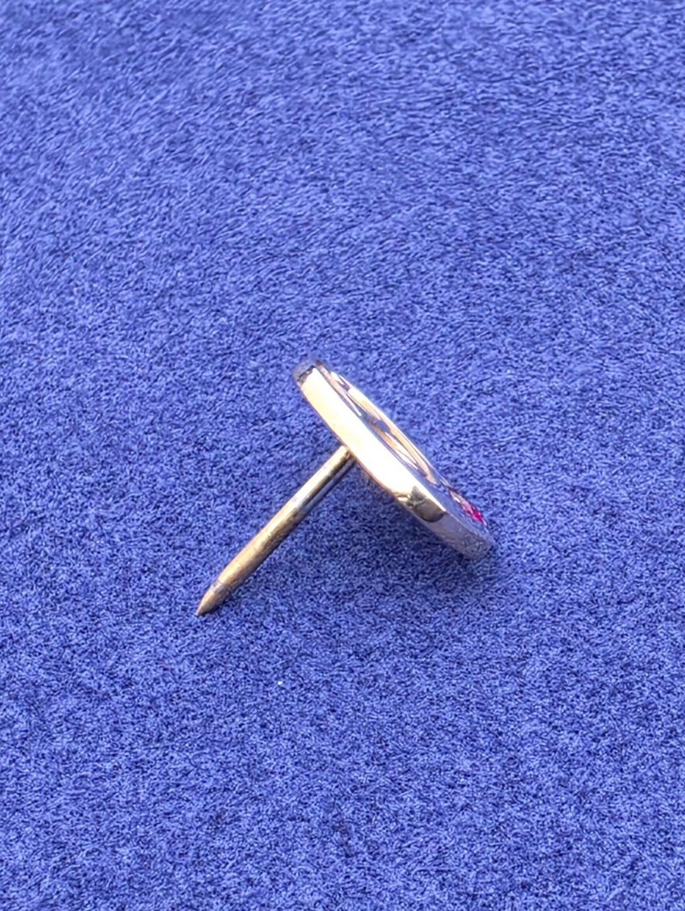 Vintage Hershon 10k Yellow Gold Ruby Accent Monogram Tie Tack Lapel Pin - Picture 3 of 8
